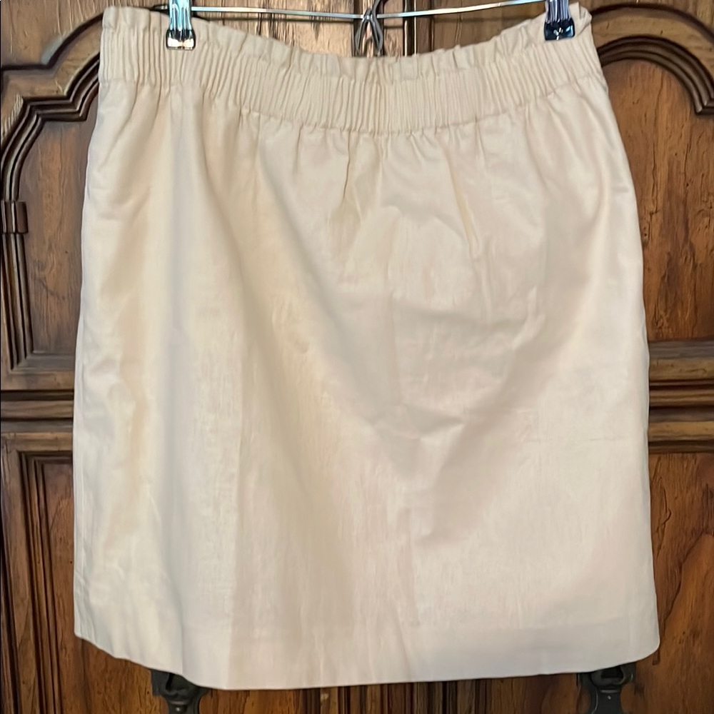 J. Crew Cream Beige Linen Elastic Waist Short Skirt